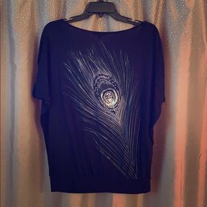 Express Peacock Feather Top Sz S